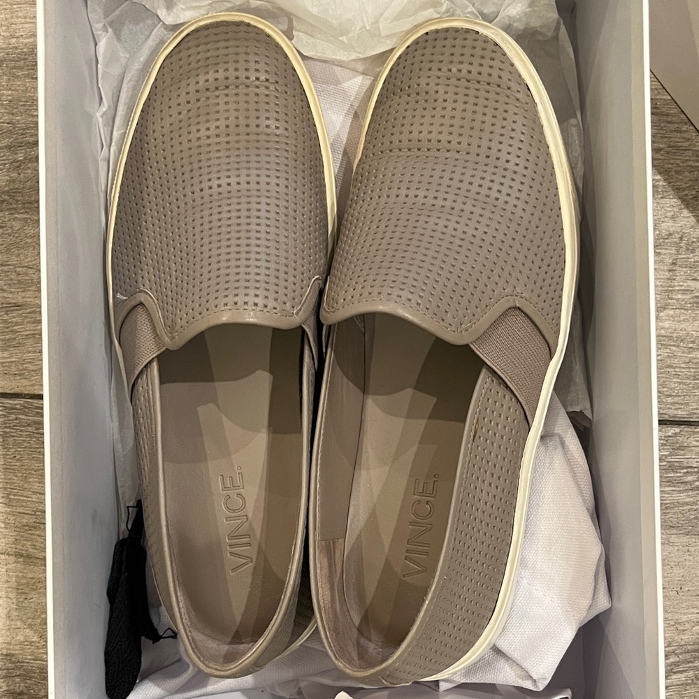 Vince Women’s Taupe Slip-On Loafers